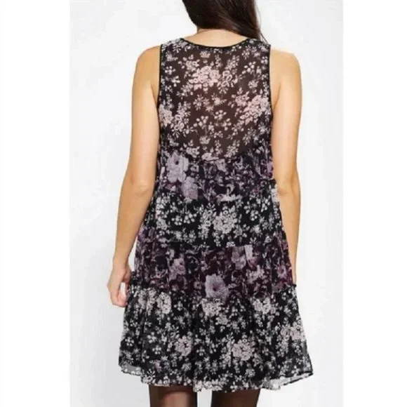Urban Outfitters Kimchi Blue Tiered Trapeze Slip Sundress S Floral Swing Summer - Picture 3 of 10